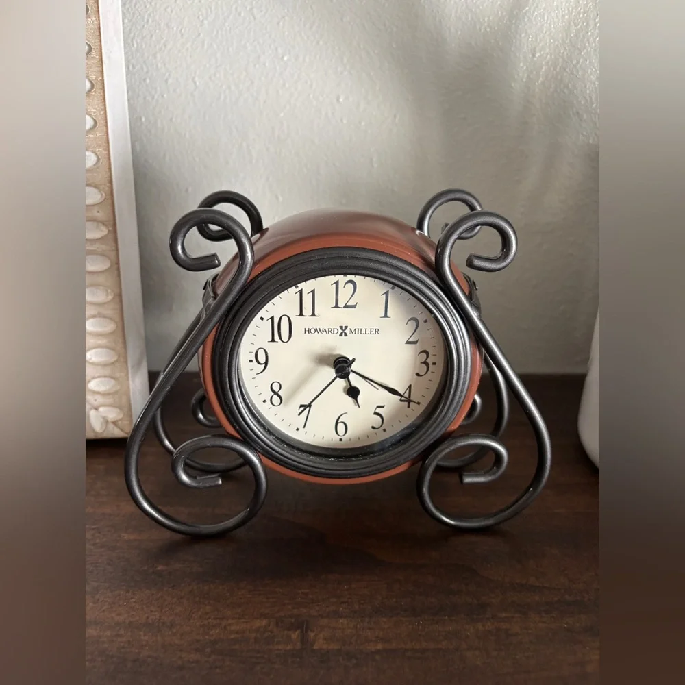 Vintage Howard Miller 645636 Diane Metal and Wood Alarm Clock